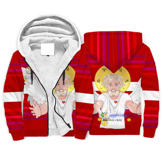 Plush Hoodie Global Freedom United Archangel Uriel German Red
