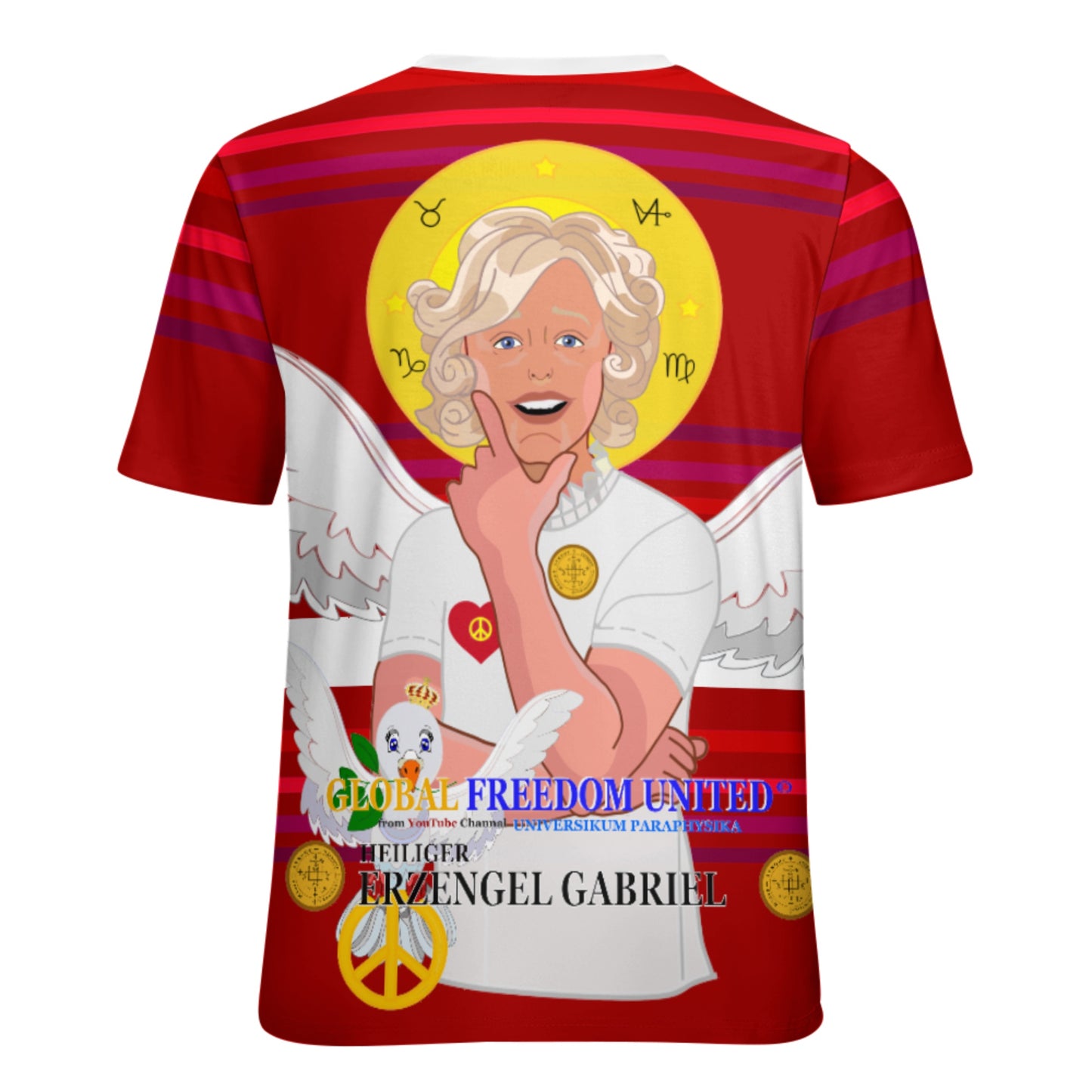 Women´s T-shirt 2 GLOBAL FREEDOM UNITED© Archangel Gabriel German Red