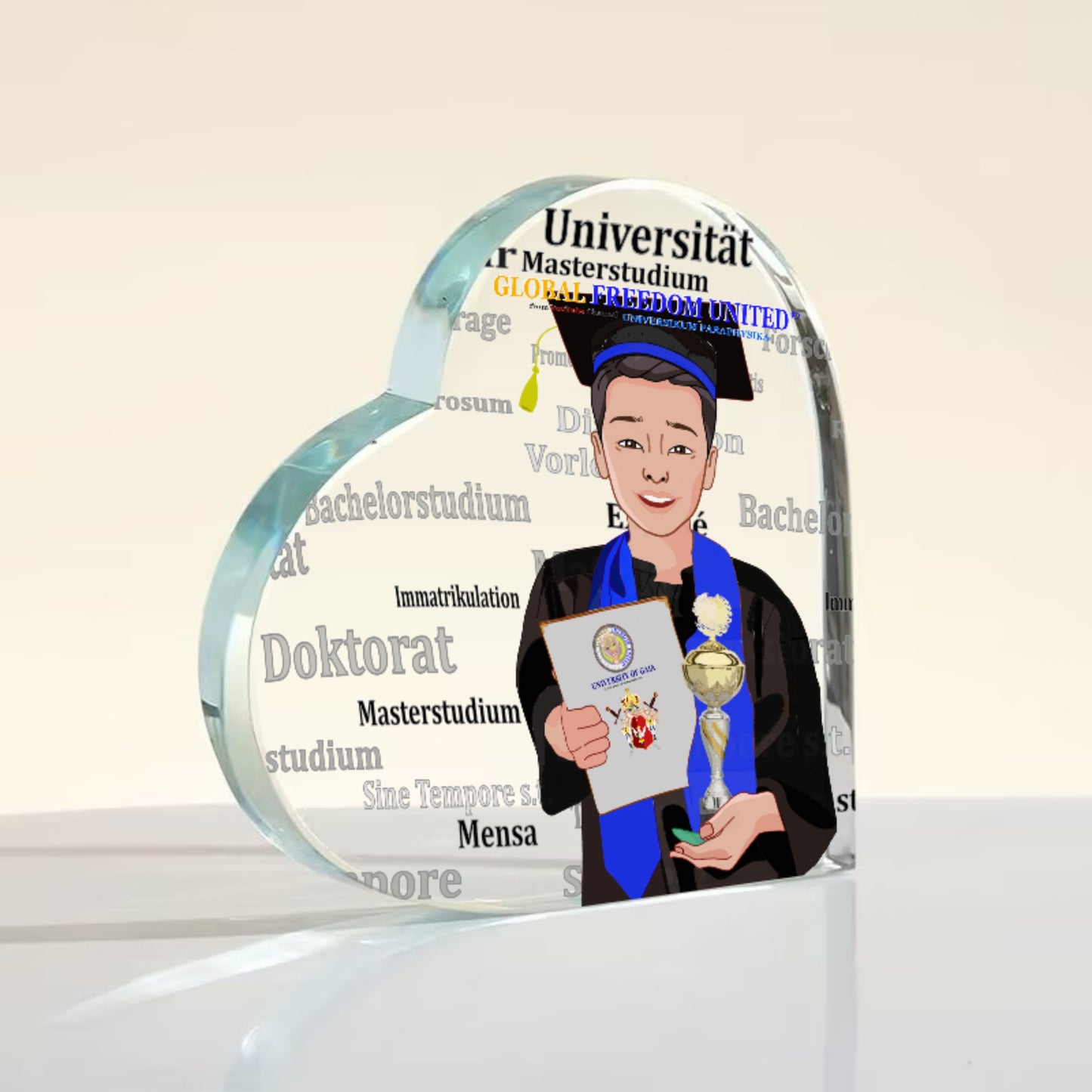 Acryl Heart GLOBAL FREEDOM UNITED© Asia Student Golden Place