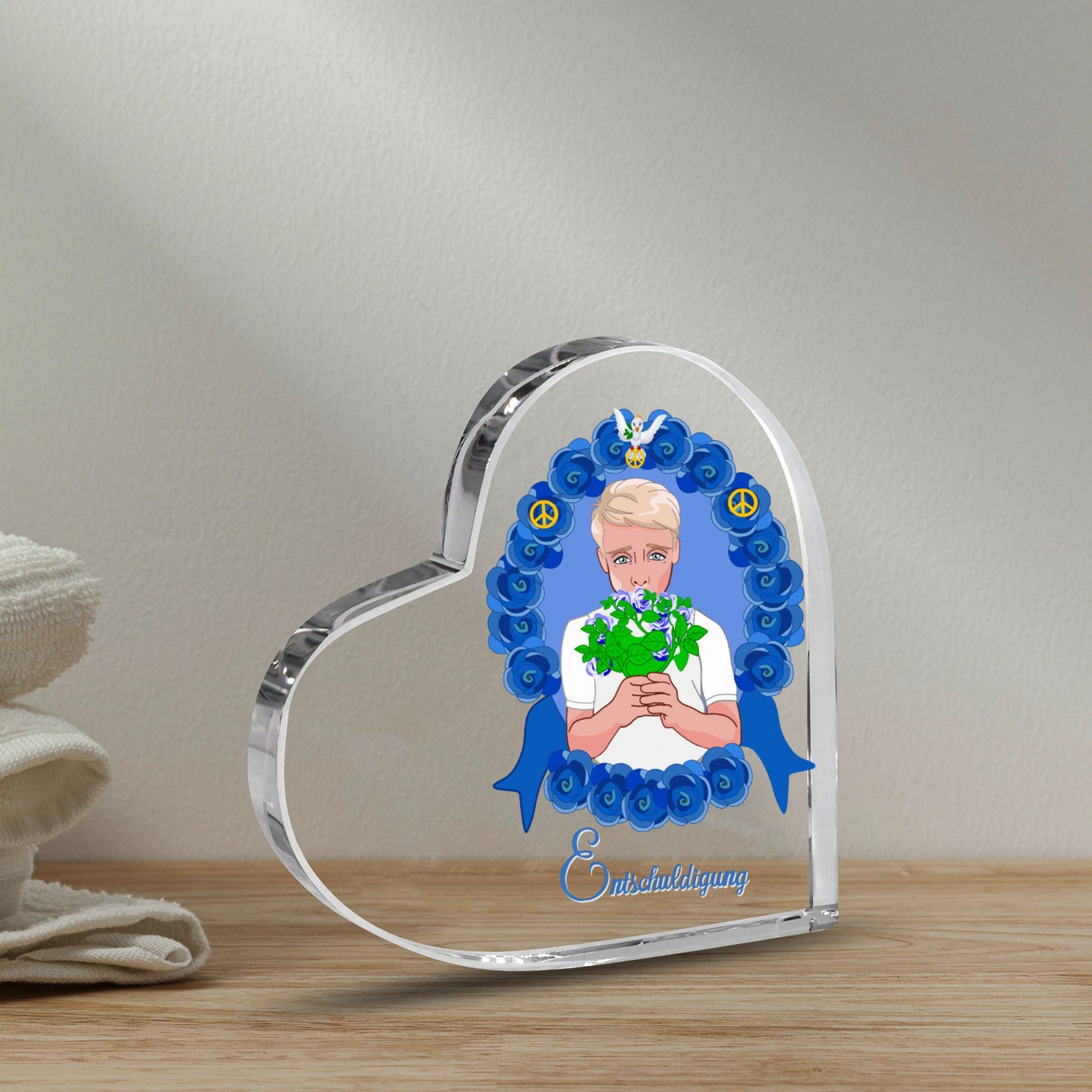 Acryl Herz Global Freedom United Ein Junge Sagt Entschuldigung