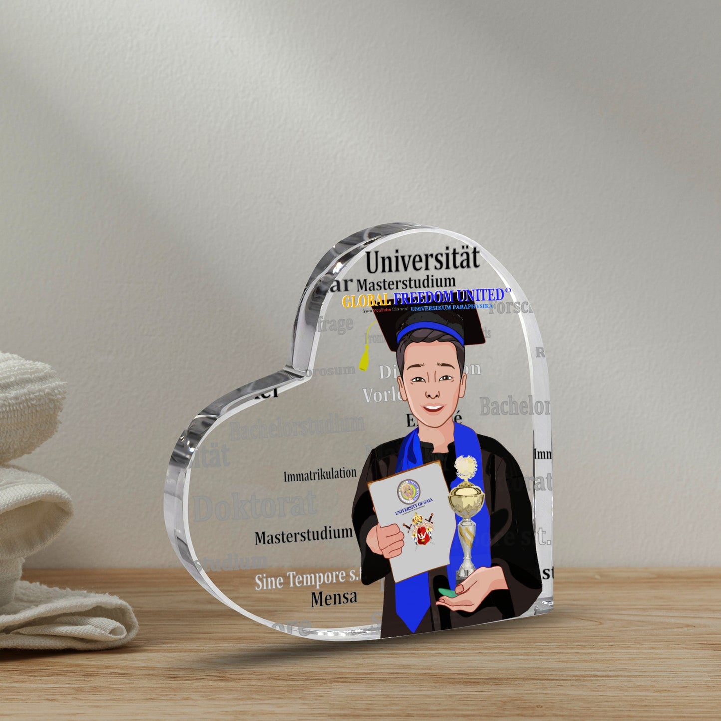 Acryl Heart GLOBAL FREEDOM UNITED© Asia Student Golden Place