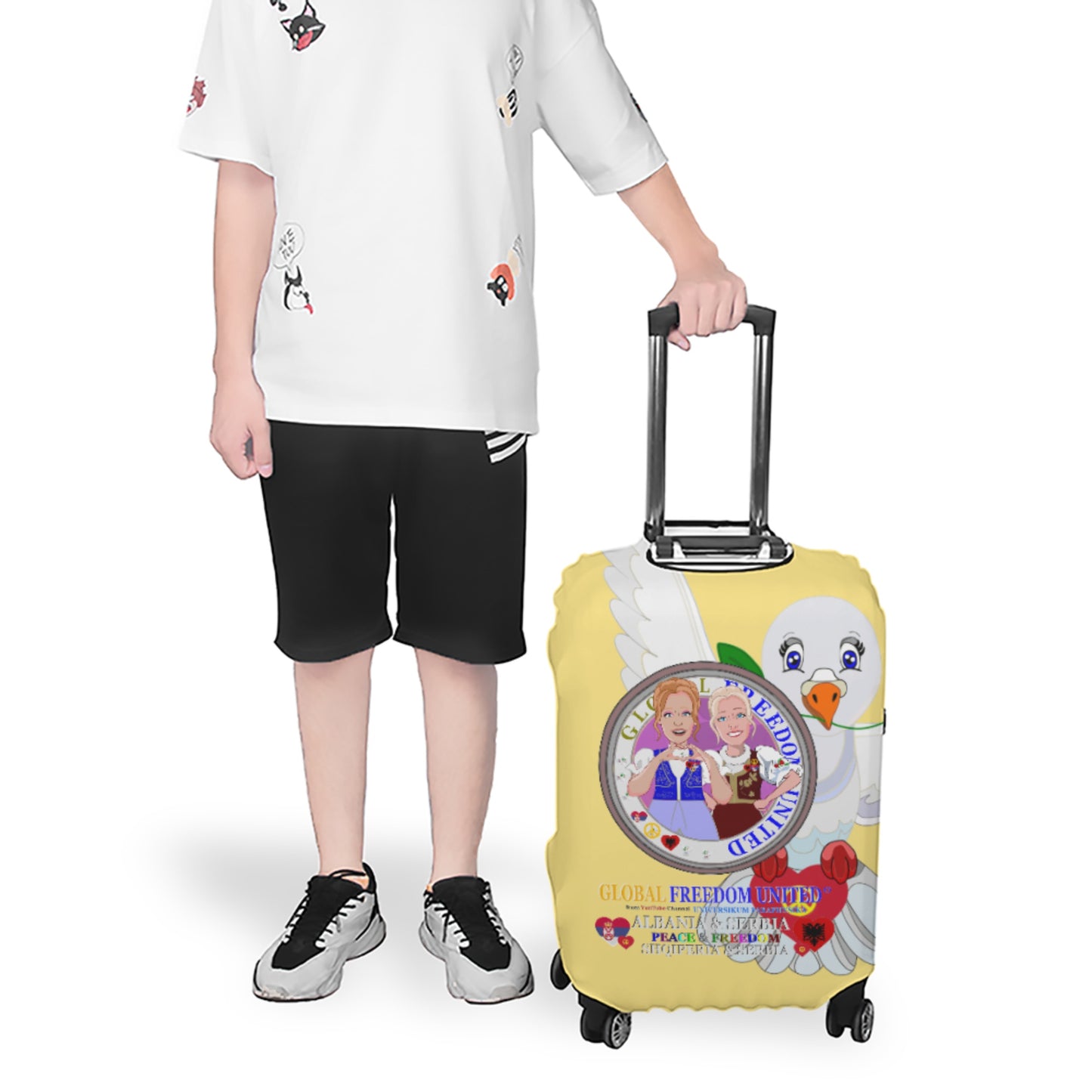 Lugguage Cover Global Freedom United Women Albania & Serbia Old Peace Yellow