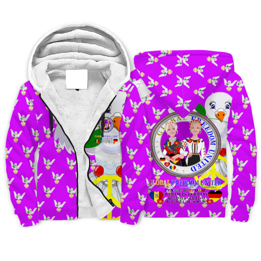 Plush Hoodie GLOBAL FREEDOM UNITED© Women Romania & Germany Lilac
