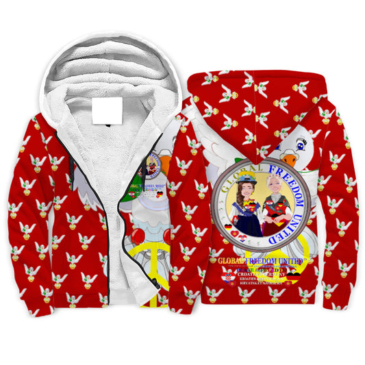Plush Hoddie GLOBAL FREEDOM UNITED© Women Croatia & Germany Red
