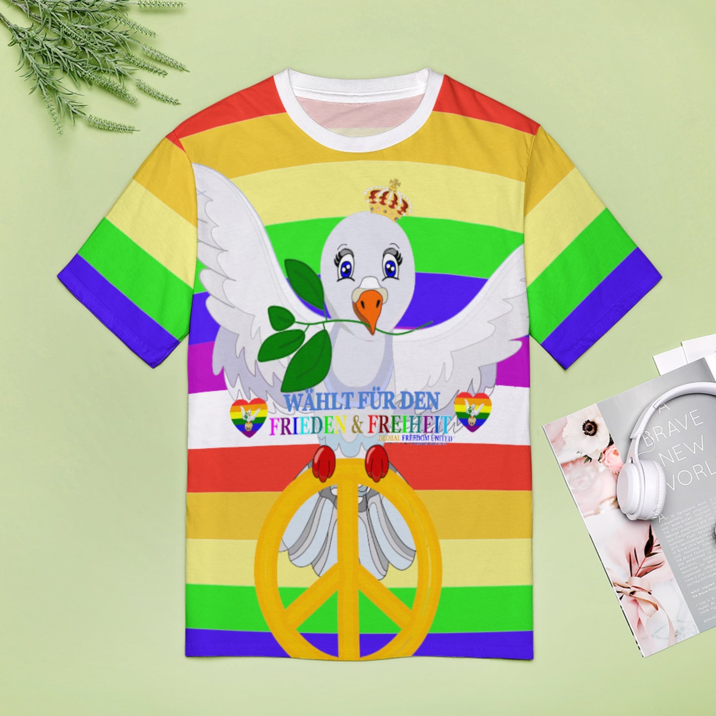 Women´s T-shirt Global Freedom United Dove Of Peace German 1
