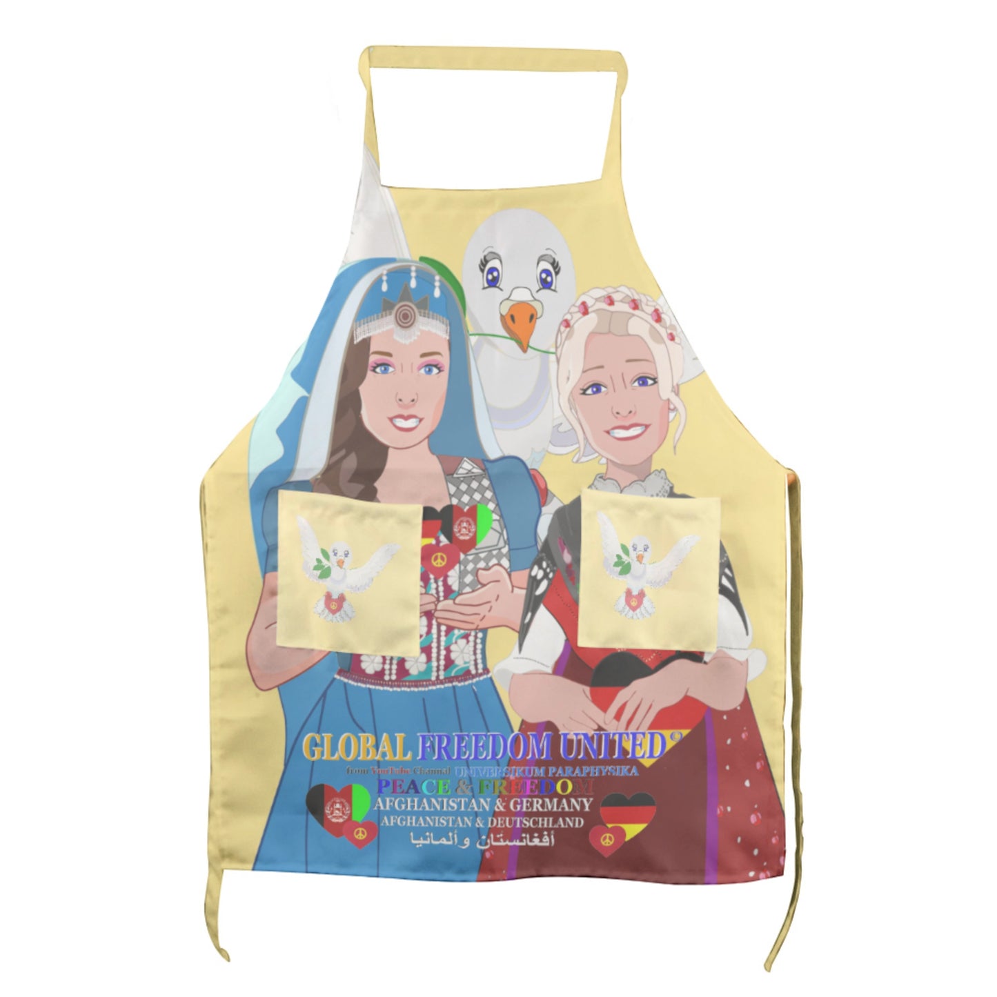 Apron GLOBAL FREEDOM UNITED© Women Afghanistan & Germany Yellow