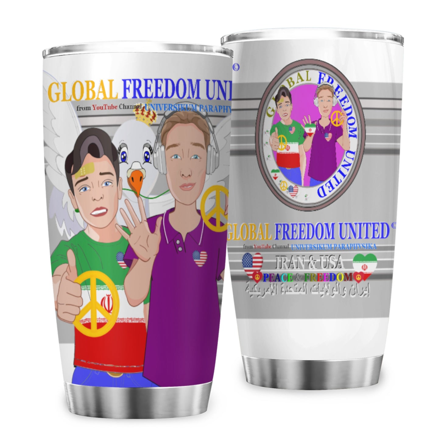 Tumbler GLOBAL FREEDOM UNITED© Men Iran & USA  Grey