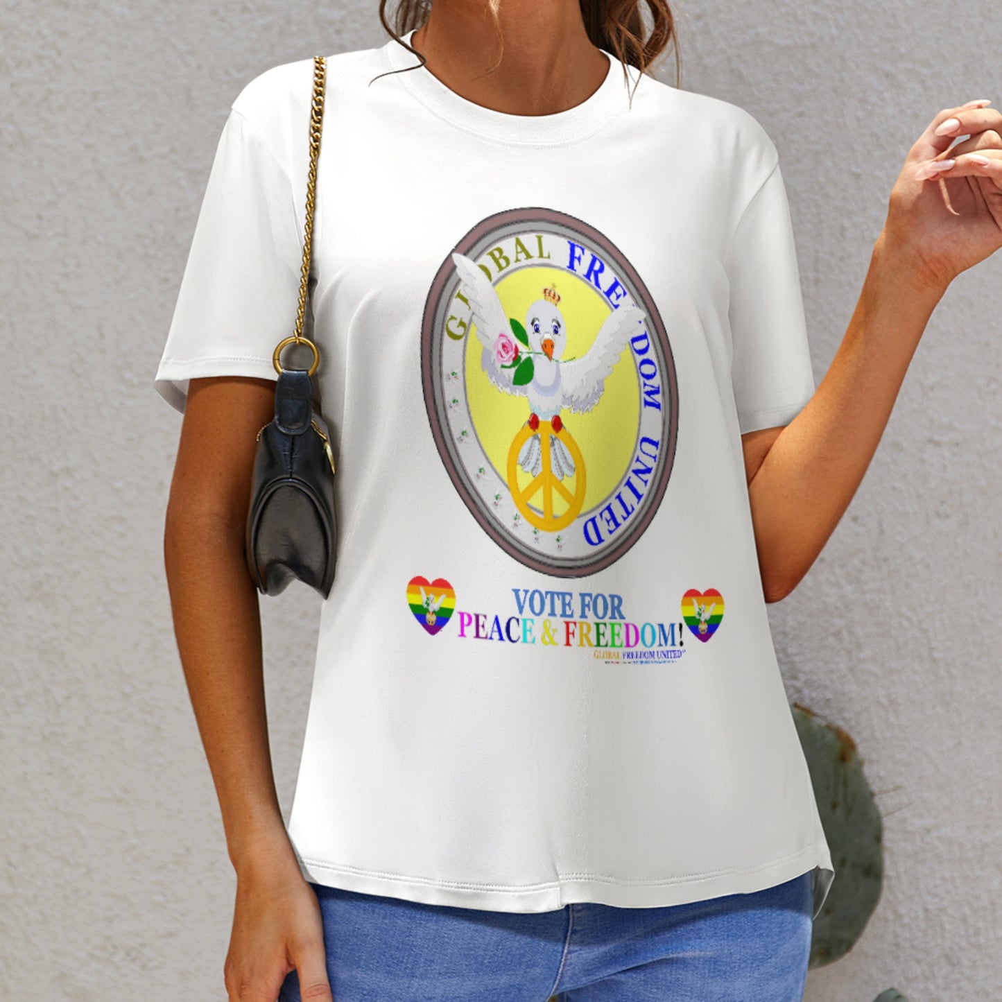 Women´s T-shirt Global Freedom United Dove Of Peace English