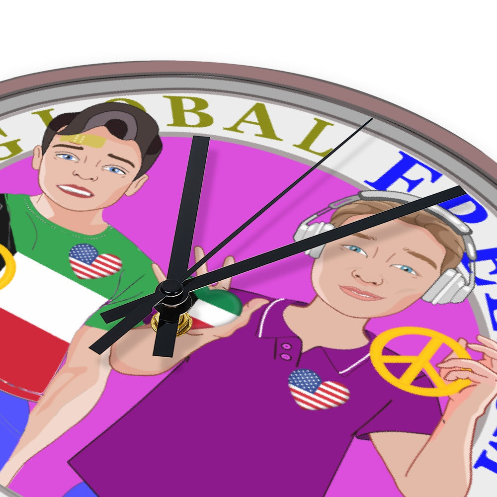 Wooden Wall Clock Without Scale GLOBAL FREEDOM UNITED© Men Kuwait & USA