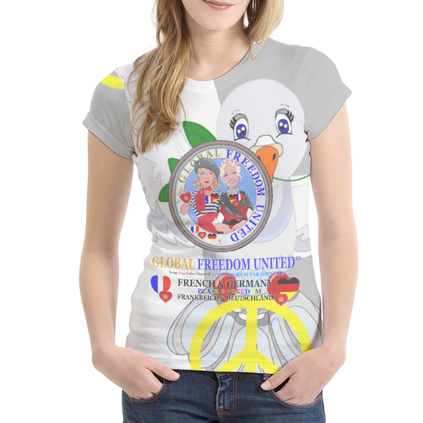 Women´s T-shirt Global Freedom United French & Germany Grey Version 1