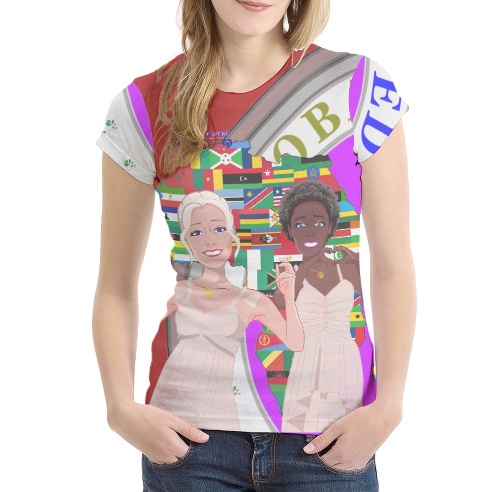 Women´s T-shirt GLOBAL FREEDOM UNITED© Women Anti Fascism & Racism Africa Red