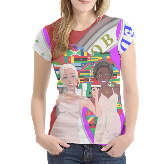 Women´s T-shirt GLOBAL FREEDOM UNITED© Women Anti Fascism & Racism Africa Red