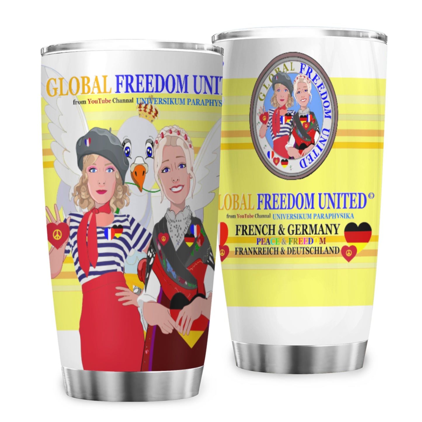 Tumbler Global Freedom United Women French & Germany Old Peace Yellow