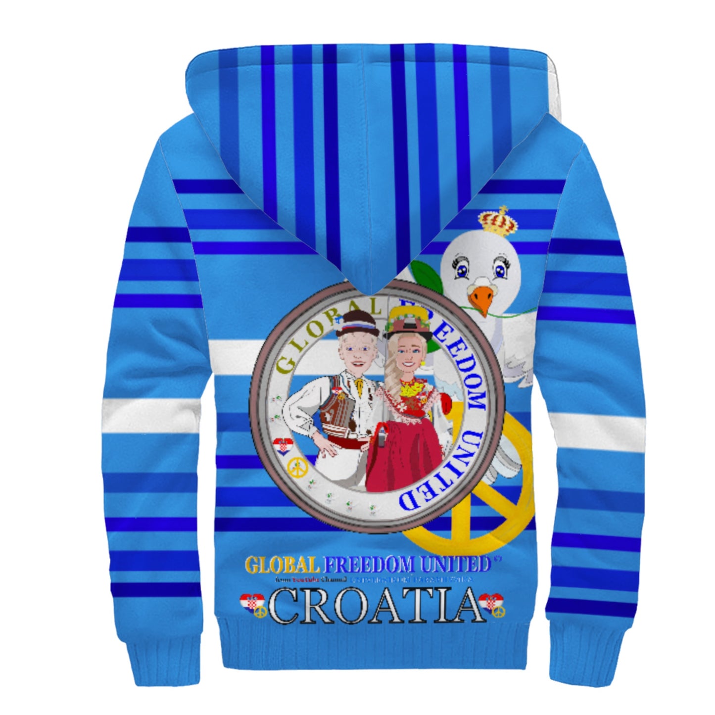 Plush Hoodie Global Freedom United Couple Edition Croatia  Deep Blue