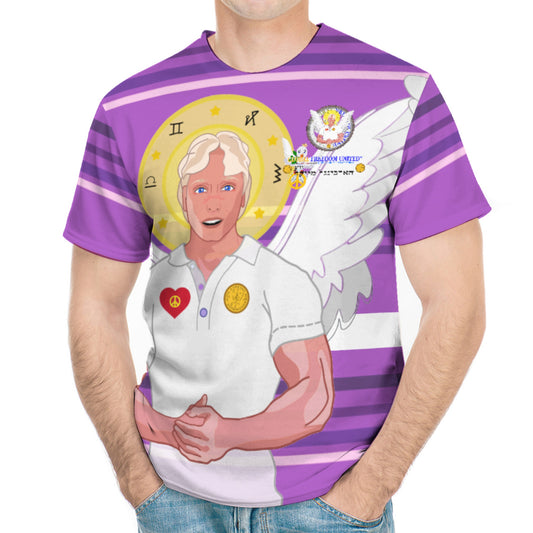 Men´s T-shirt Global Freedom United Archangel Michael Hebrew  Lilac