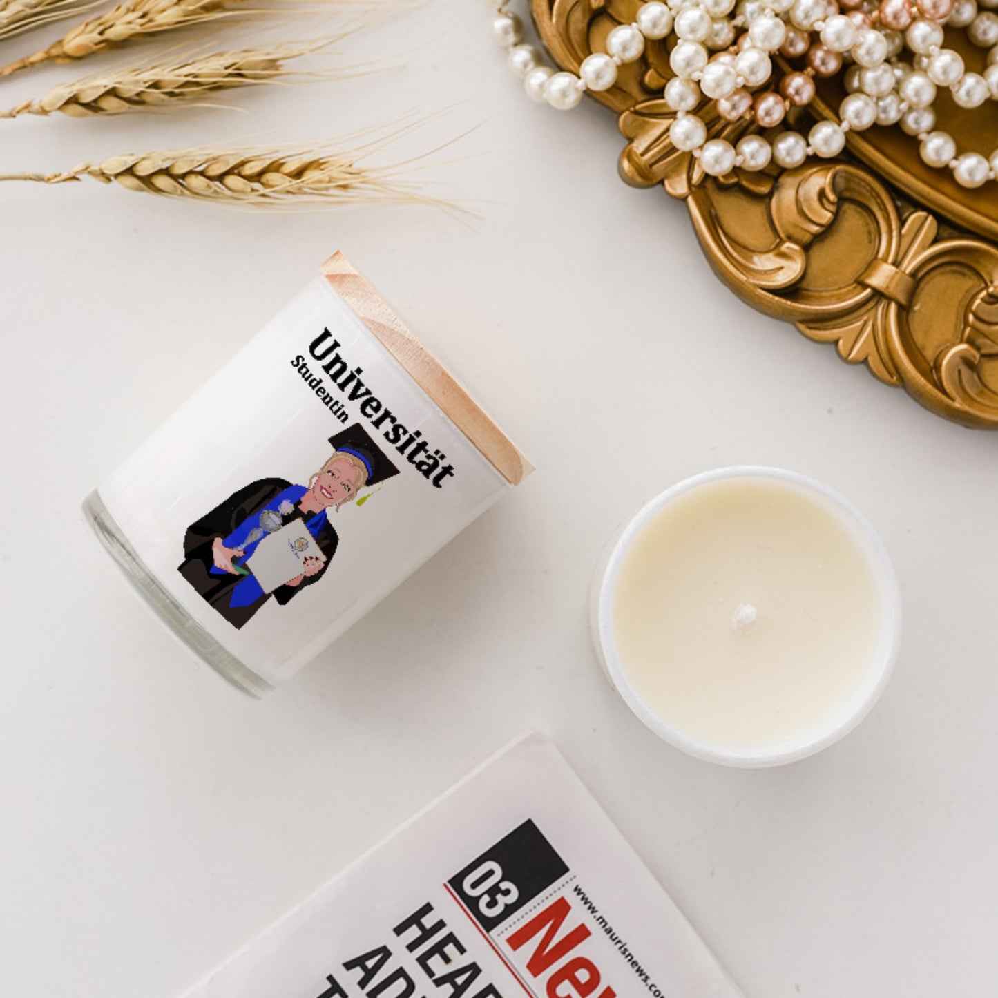 Scented Soy Candle Global Freedom United Student Girl Silver Place Blond Hair 4