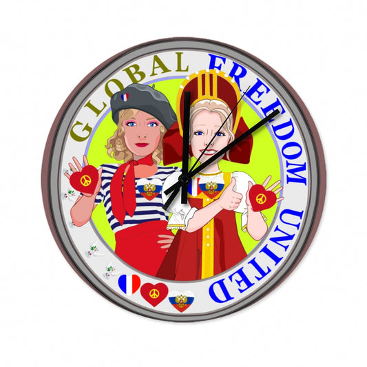 Wooden Wall Clock Without Scale GLOBAL FREEDOM UNITED© Women French & Russia