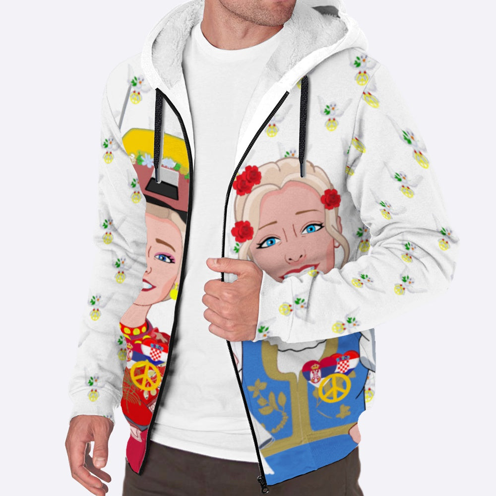 Plush Hoodie GLOBAL FREEDOM UNITED© Women Croatia & Serbia V2 Wight
