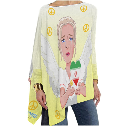 Pullover Long Sleeve T-shirt GLOBAL FREEDOM UNITED© Women Peace Angel for Iran