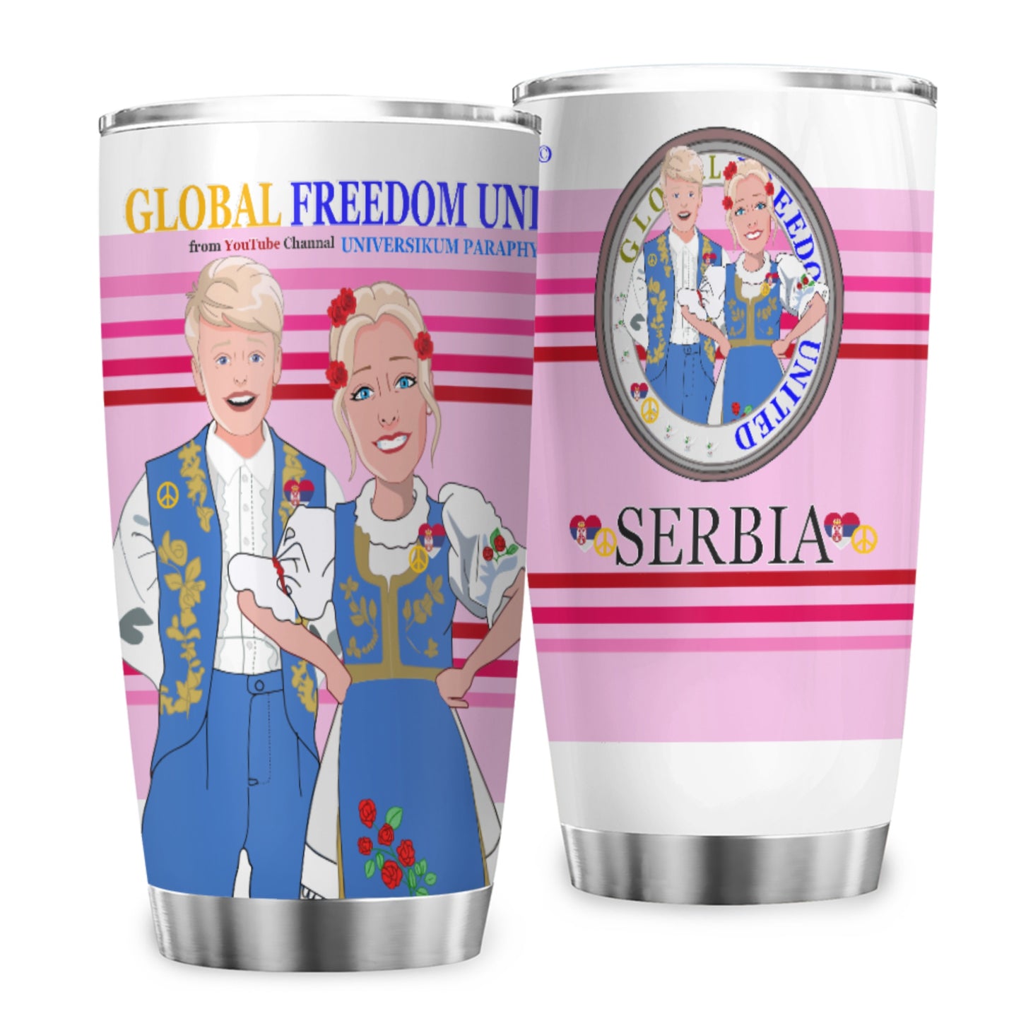 Tumbler Global Freedom United Couple Edition Serbia Blue Pink2