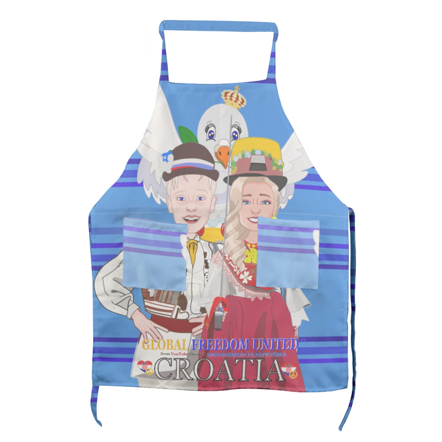 Apron GLOBAL FREEDOM UNITED© Couple Edition Croatia  Deep Blue