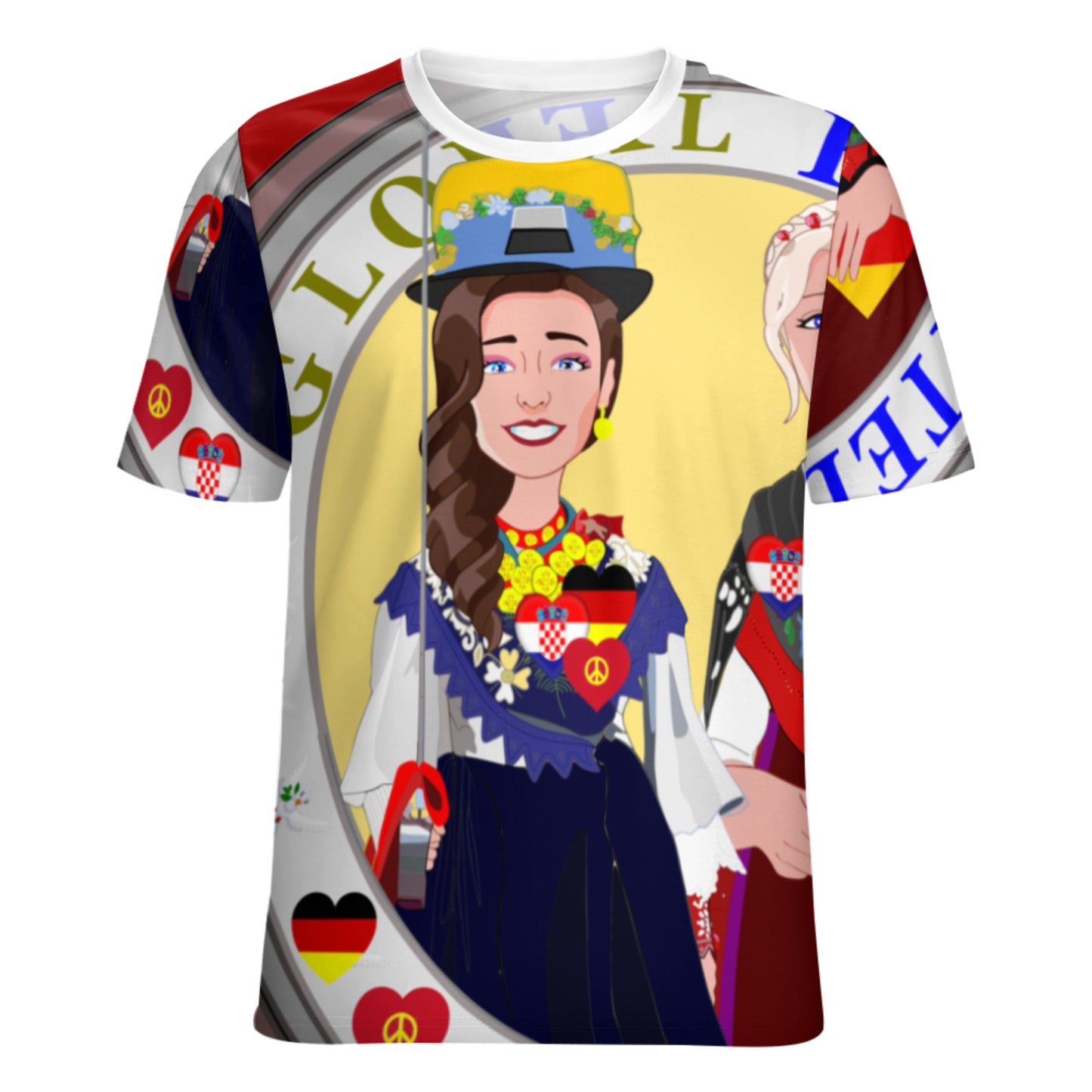 Women´s T-shirt GLOBAL FREEDOM UNITED© Women Croatia & Germany V2 1 Red