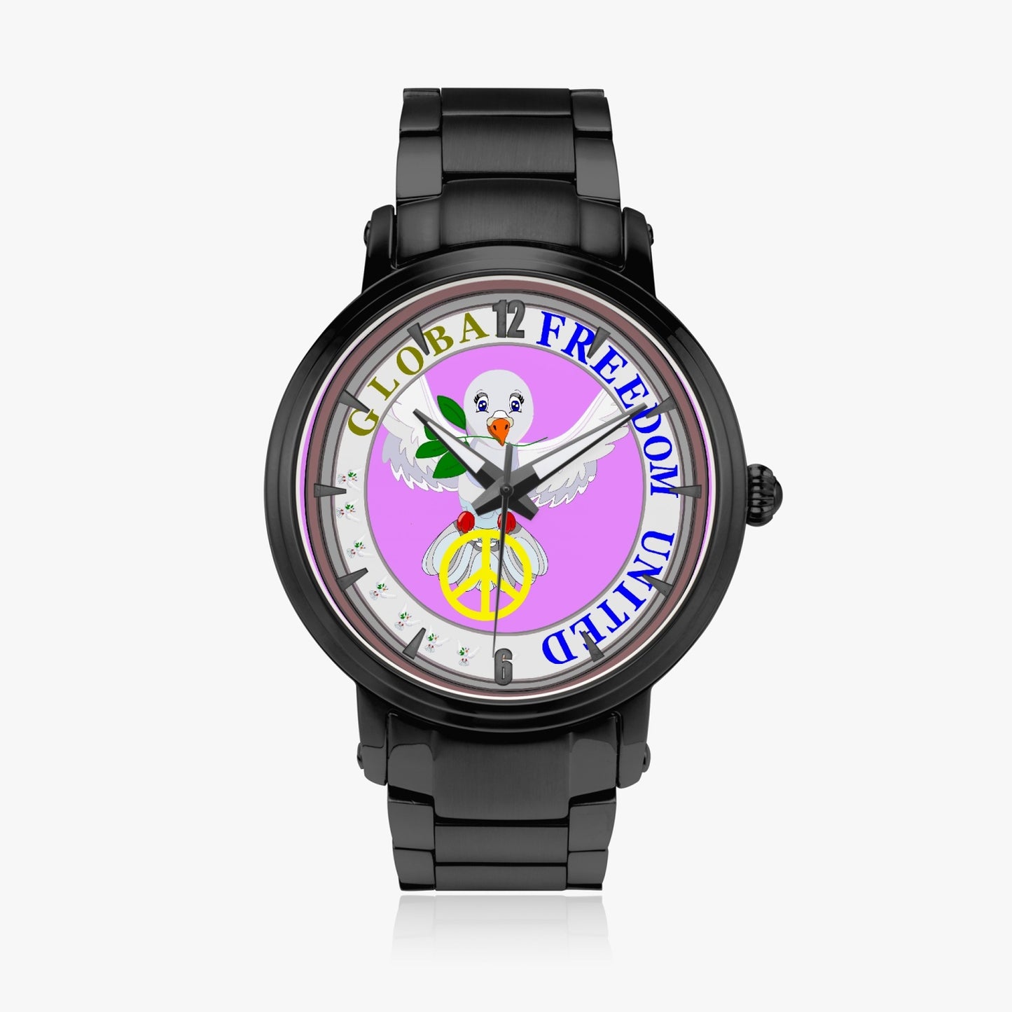 GLOBAL FREEDOM UNITED DOVE OF PEACE OLD PEACE FLIEDER New Steel Strap Automatic Watch (With Indicators)
