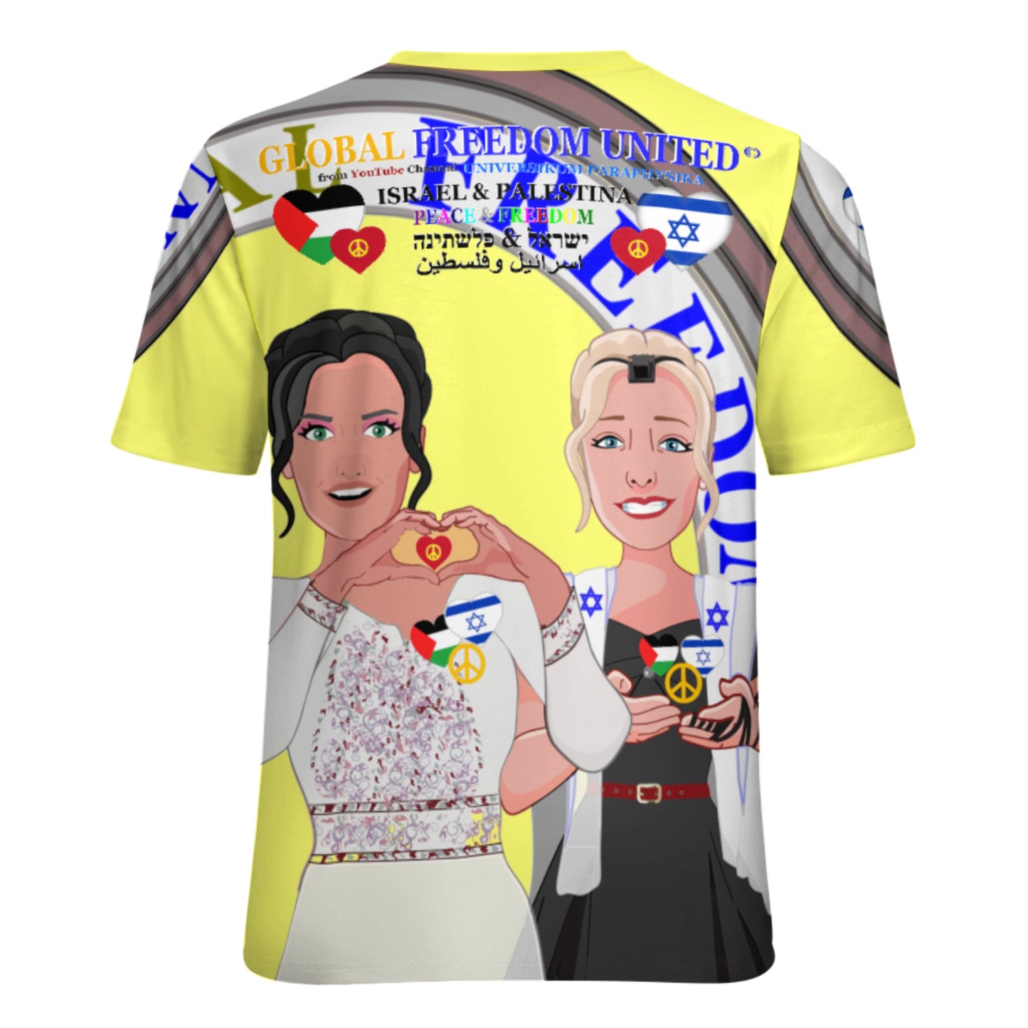 Women´s T-shirt 3 GLOBAL FREEDOM UNITED© Women Palestina & Israel Yellow