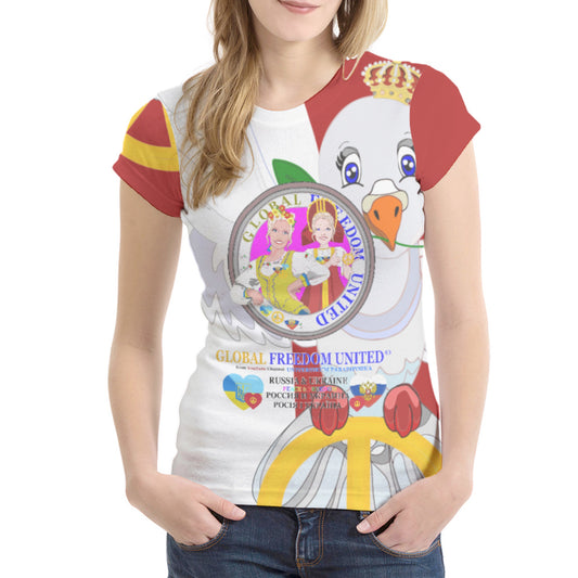 Women´s T-shirt 1 GLOBAL FREEDOM UNITED© Women Ukraina & Russia Red