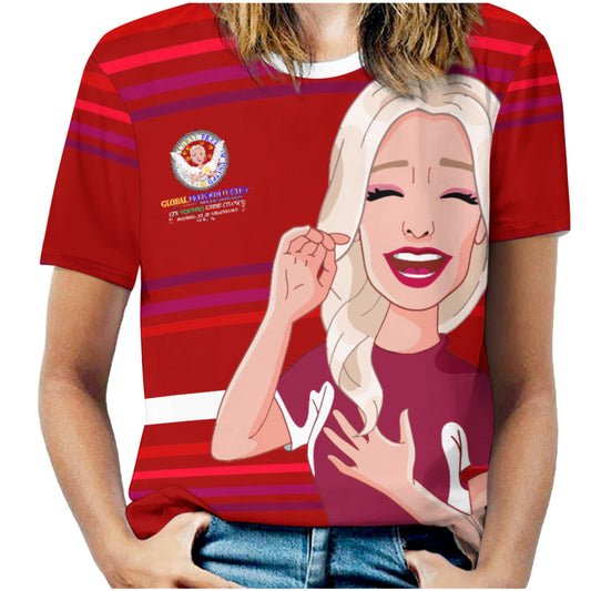 Women´s S T-shirt 2 Global Freedom United  Gib Mobbing Keine Chance Rot