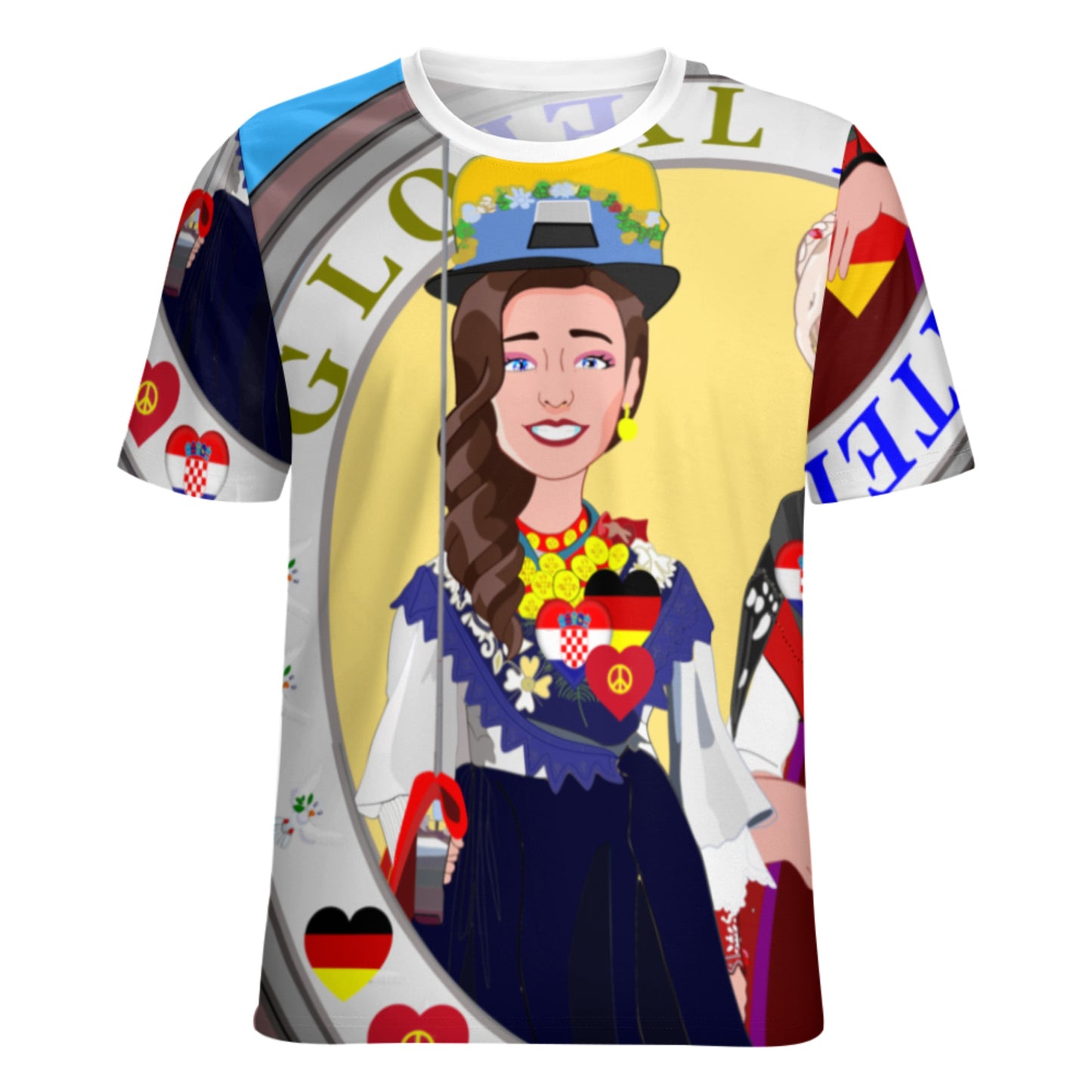 Women´s T-shirt GLOBAL FREEDOM UNITED© Women Croatia & Germany V2 1 Blue