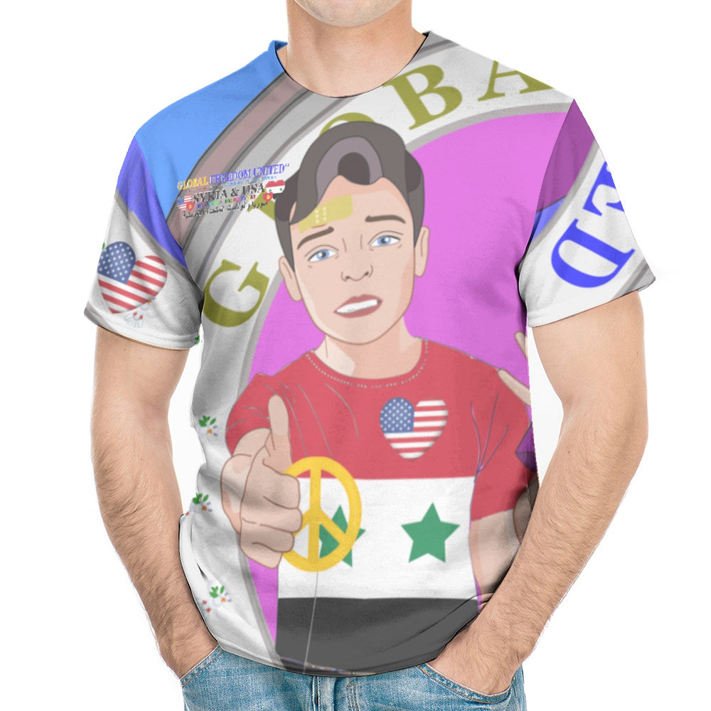 Men´s T-shirt GLOBAL FREEDOM UNITED© Men Syria & USA  Blue