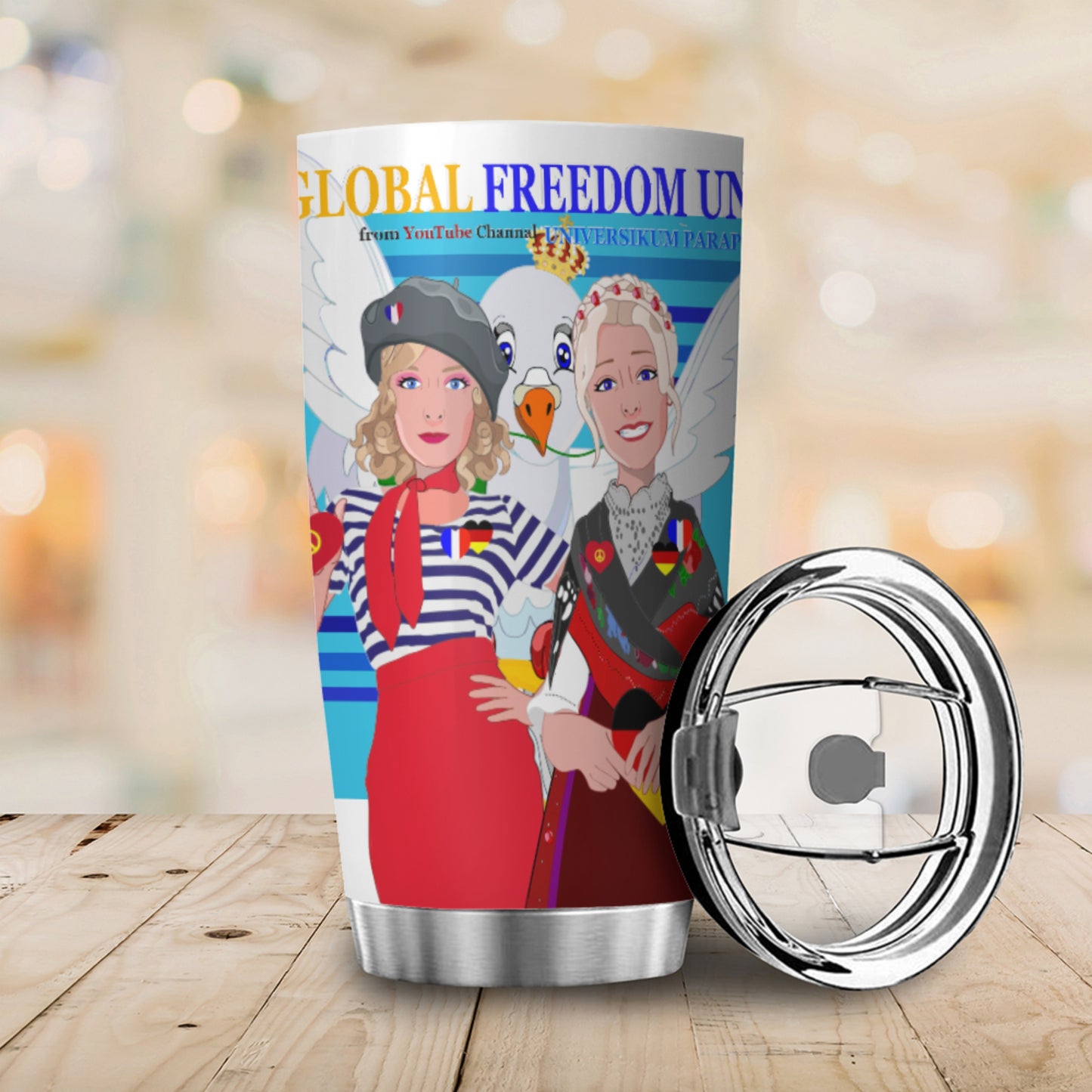Tumbler Global Freedom United Women French & Germany Old Peace Blue