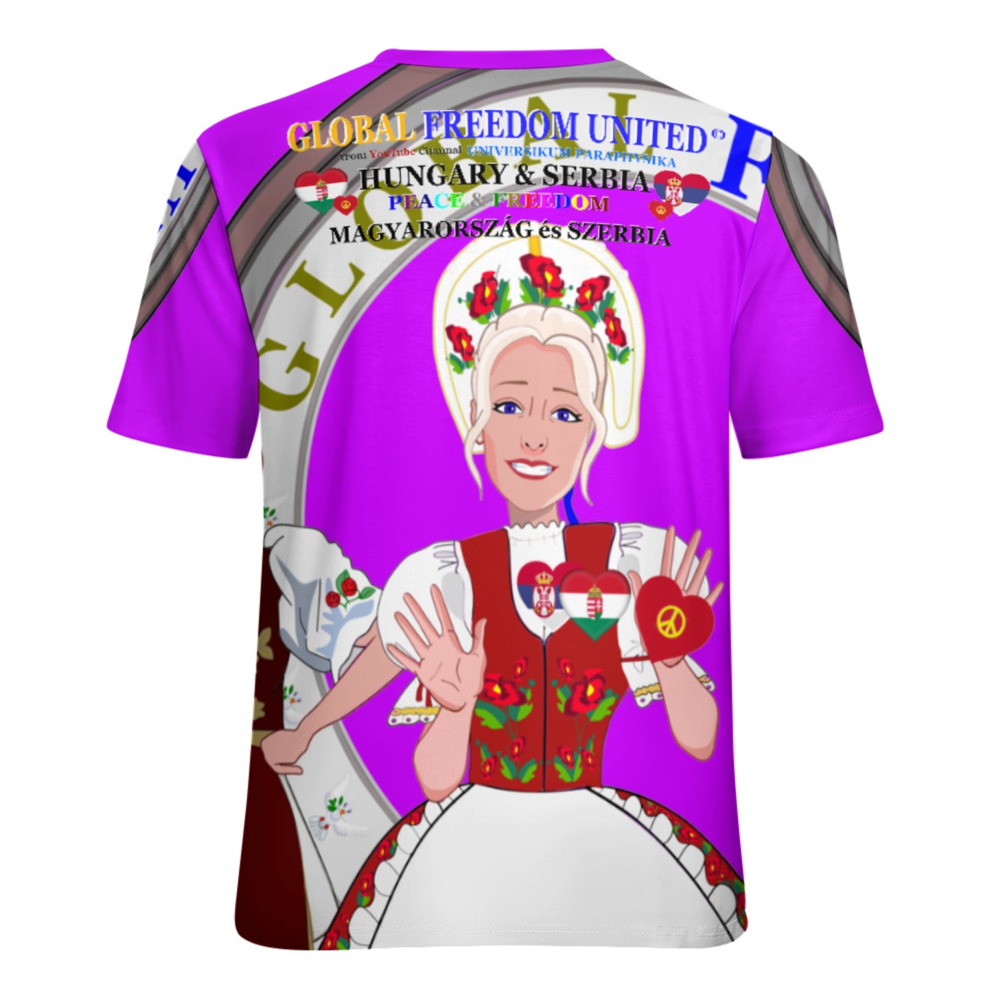 Women´s T-shirt 2 GLOBAL FREEDOM UNITED© Serbia & Hungary Old Peace Lilac