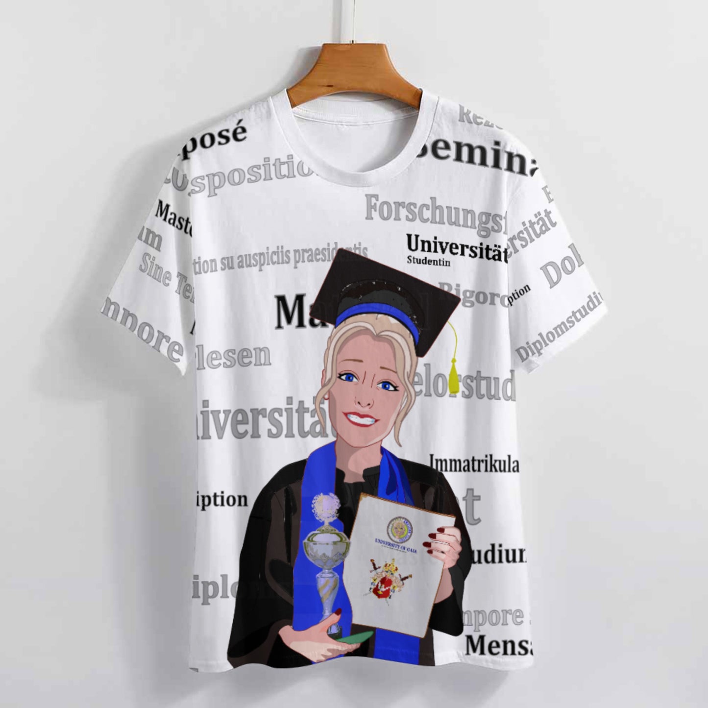 Women´s T-shirt Global Freedom United Student Girl Silver Place Blond Hair 1