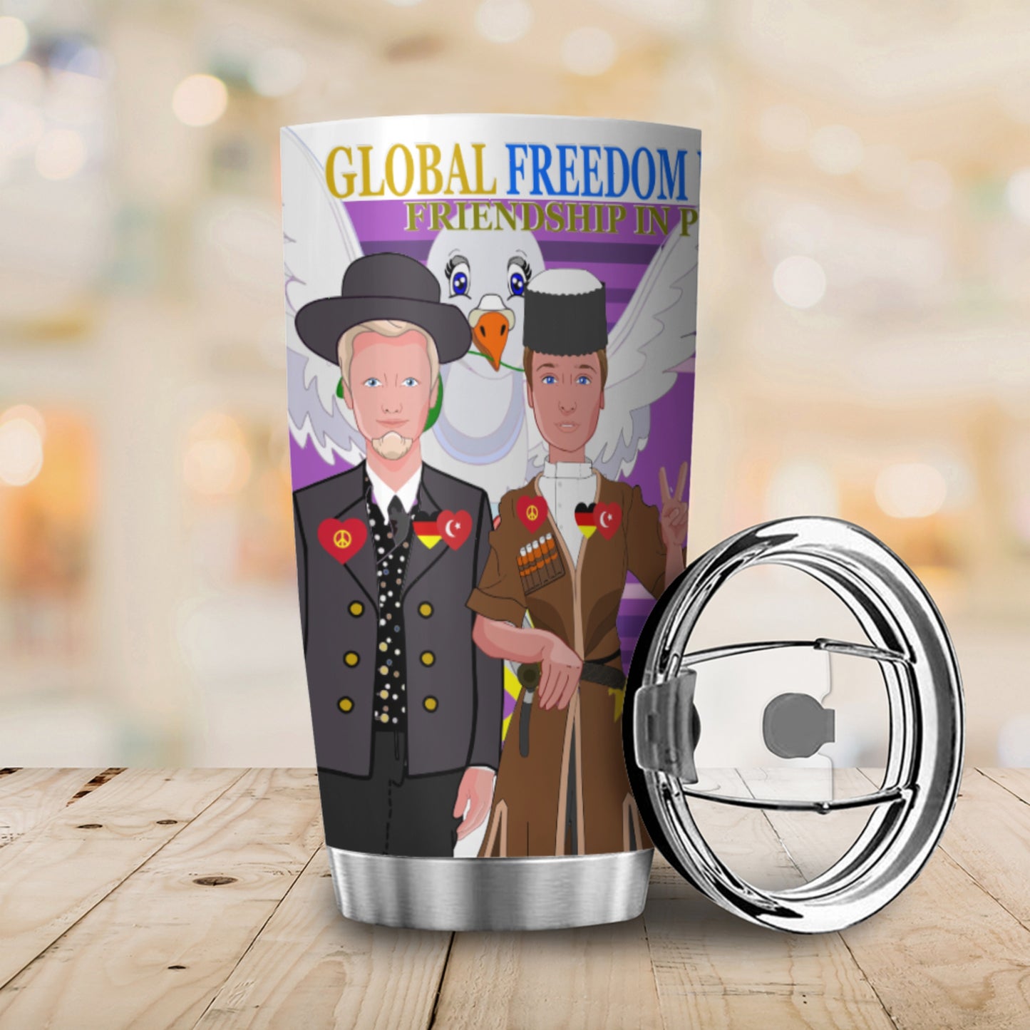 Tumbler Global Freedom United Men Germany & Turkey Old Peace Lilac