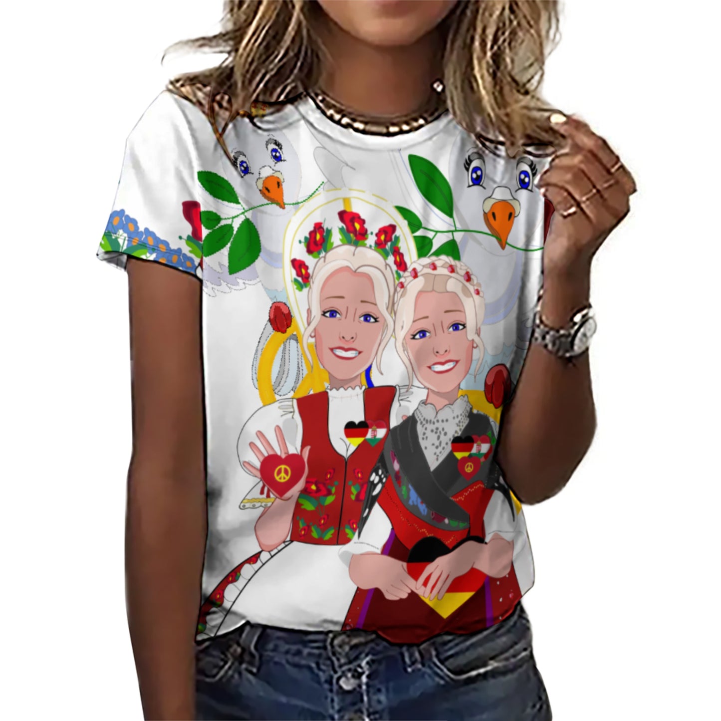 Women´s T-shirt 3 GLOBAL FREEDOM UNITED© Women Germany & Hungary BIG