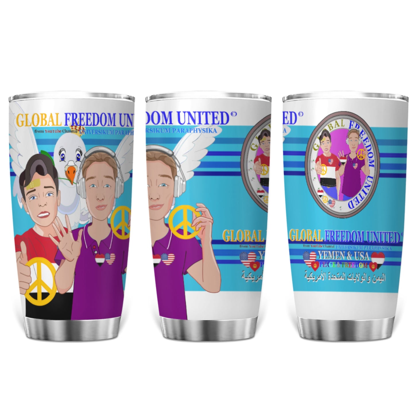 Tumbler GLOBAL FREEDOM UNITED© Men Yemen & USA Blue