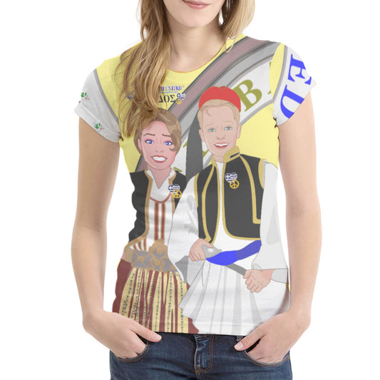 Women´s T-shirt GLOBAL FREEDOM UNITED© Couple Edition Greece Yellow