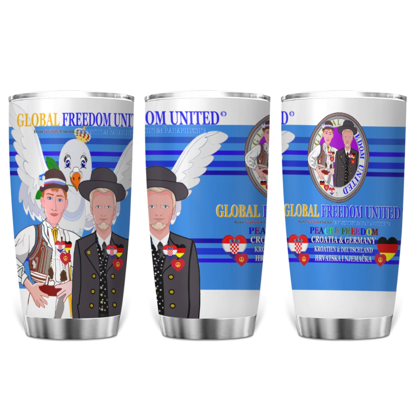 Tumbler GLOBAL FREEDOM UNITED© Men Croatia & Germany Deep Blue