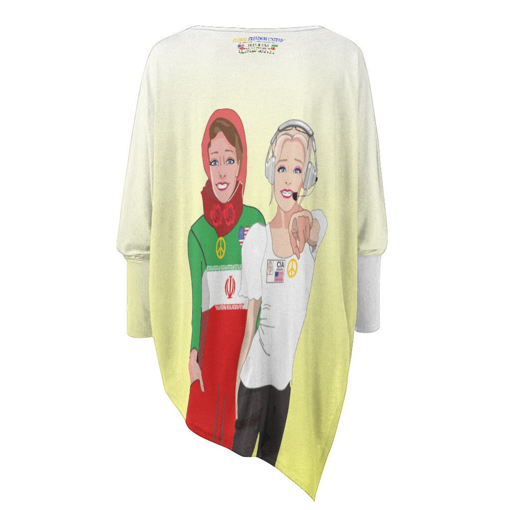 Pullover Long Sleeve T-shirt GLOBAL FREEDOM UNITED© Iran & USA Yellow