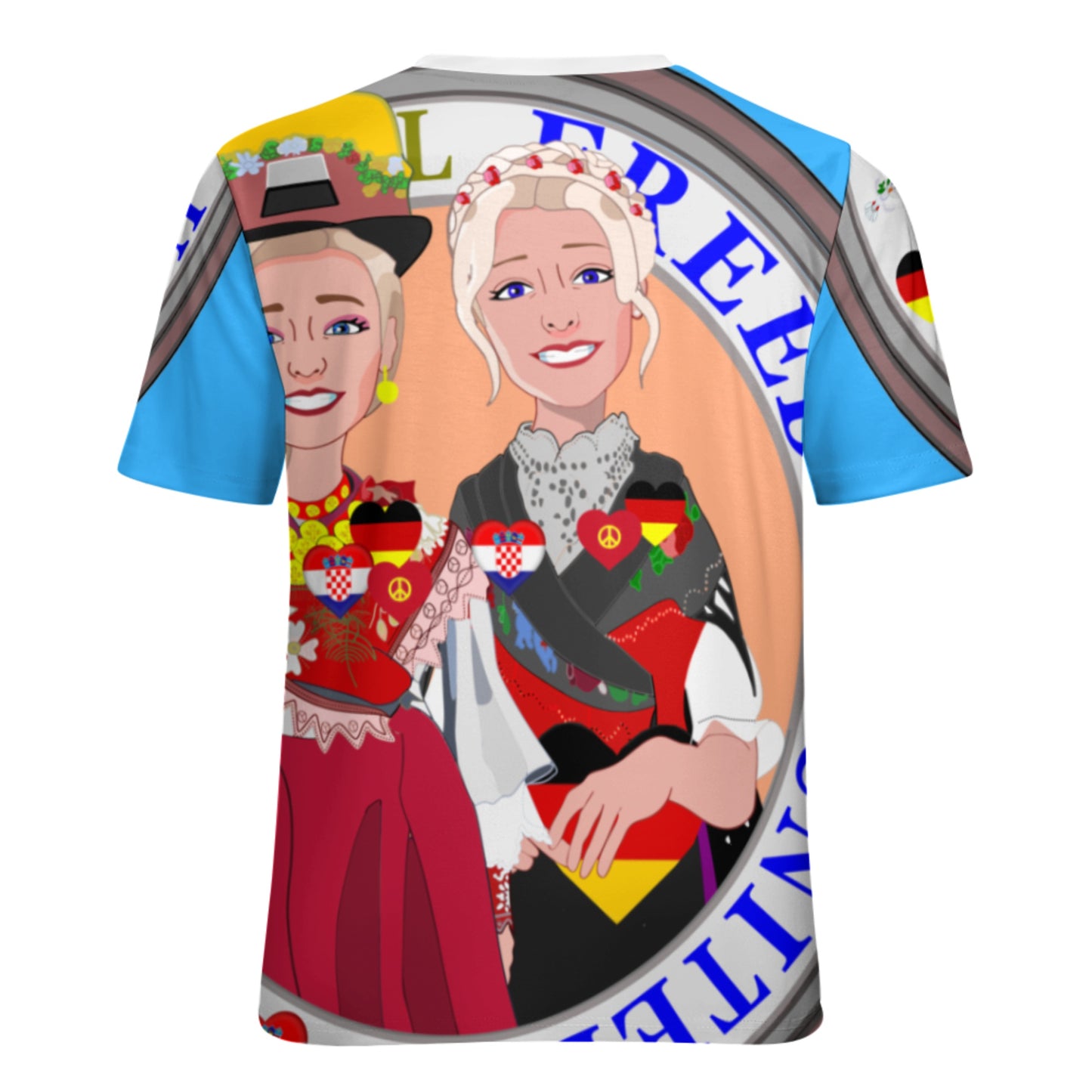 Women´s T-Shirt GLOBAL FREEDOM UNITED© Women Croatia & Germany V2 2 Blue