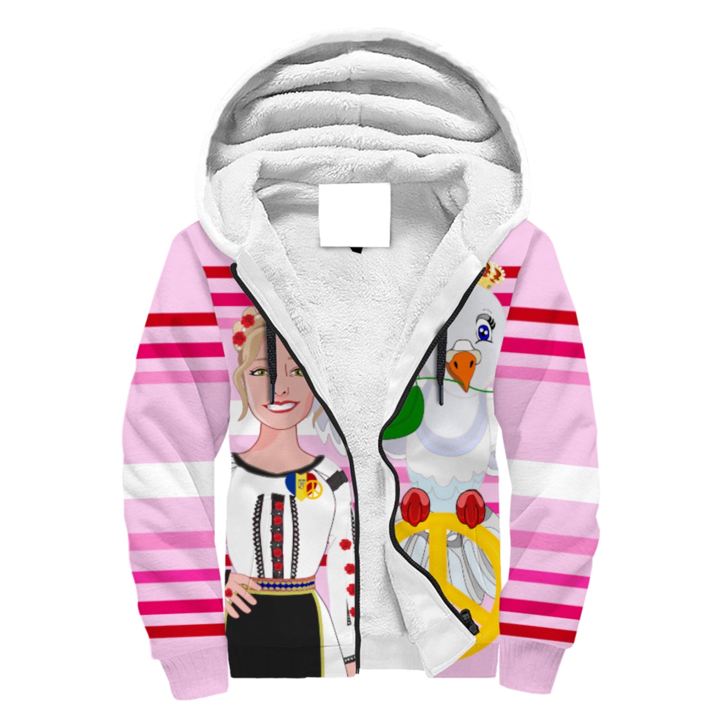 Plush Hoodie GLOBAL FREEDOM UNITED© Couple Edition Romania Pink 2