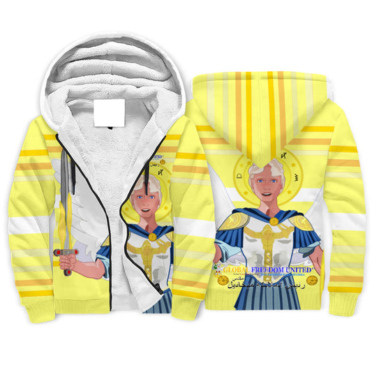 Plush Hoodie Global Freedom United Archangel Michael Arabic V1 Yellow