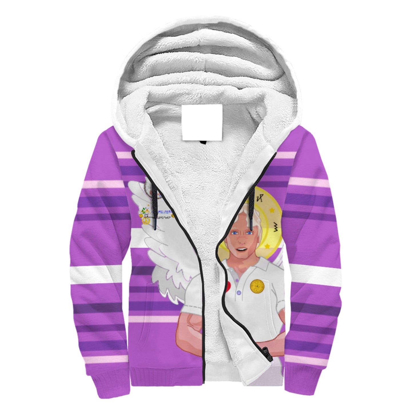 Plush Hoodie Global Freedom United Archangel Michael Hebrew Lilac