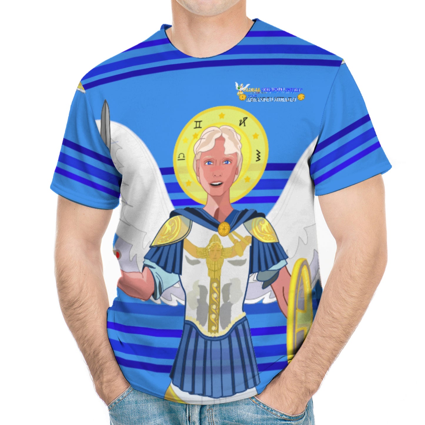 Men´s T-shirt Global Freedom United Archangel Michael Croatia V1 Deep Blue
