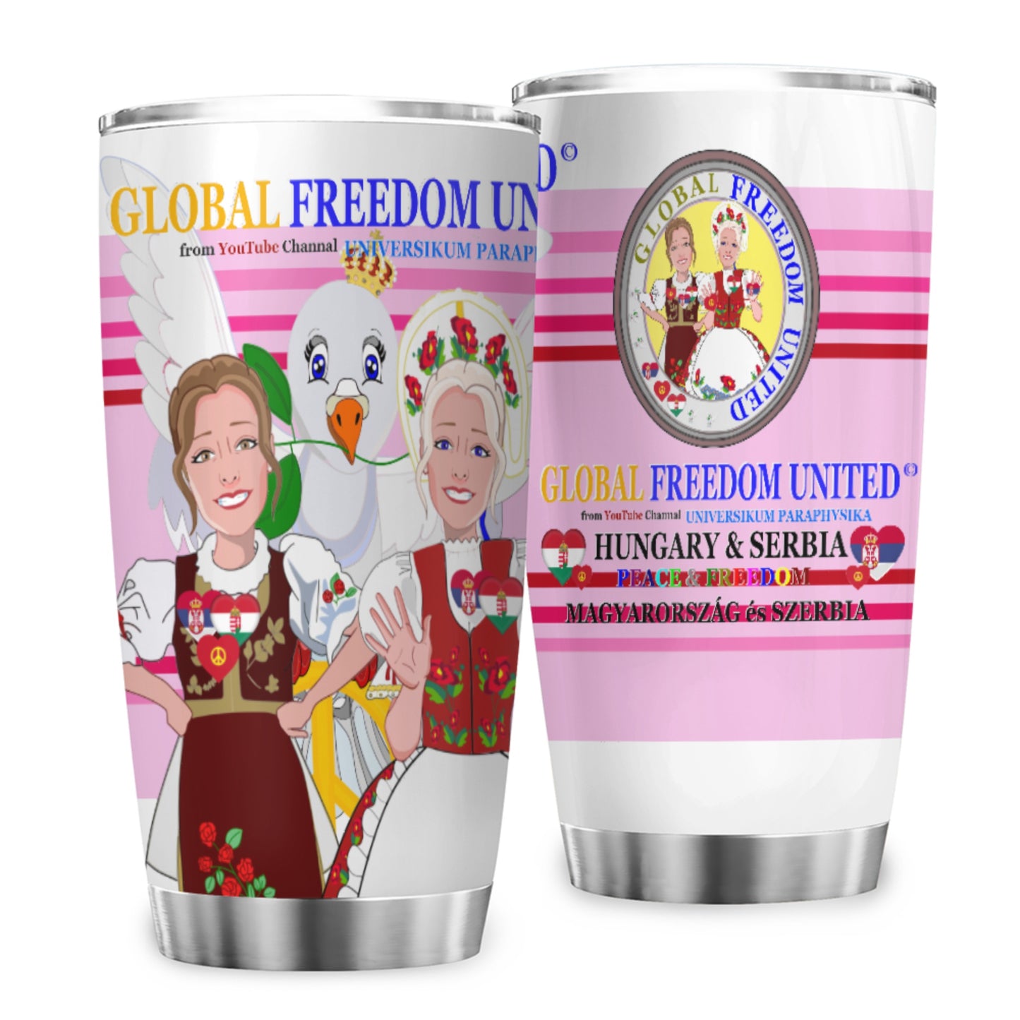 Tumbler GLOBAL FREEDOM UNITED© Women Hungary & Serbia Pink2