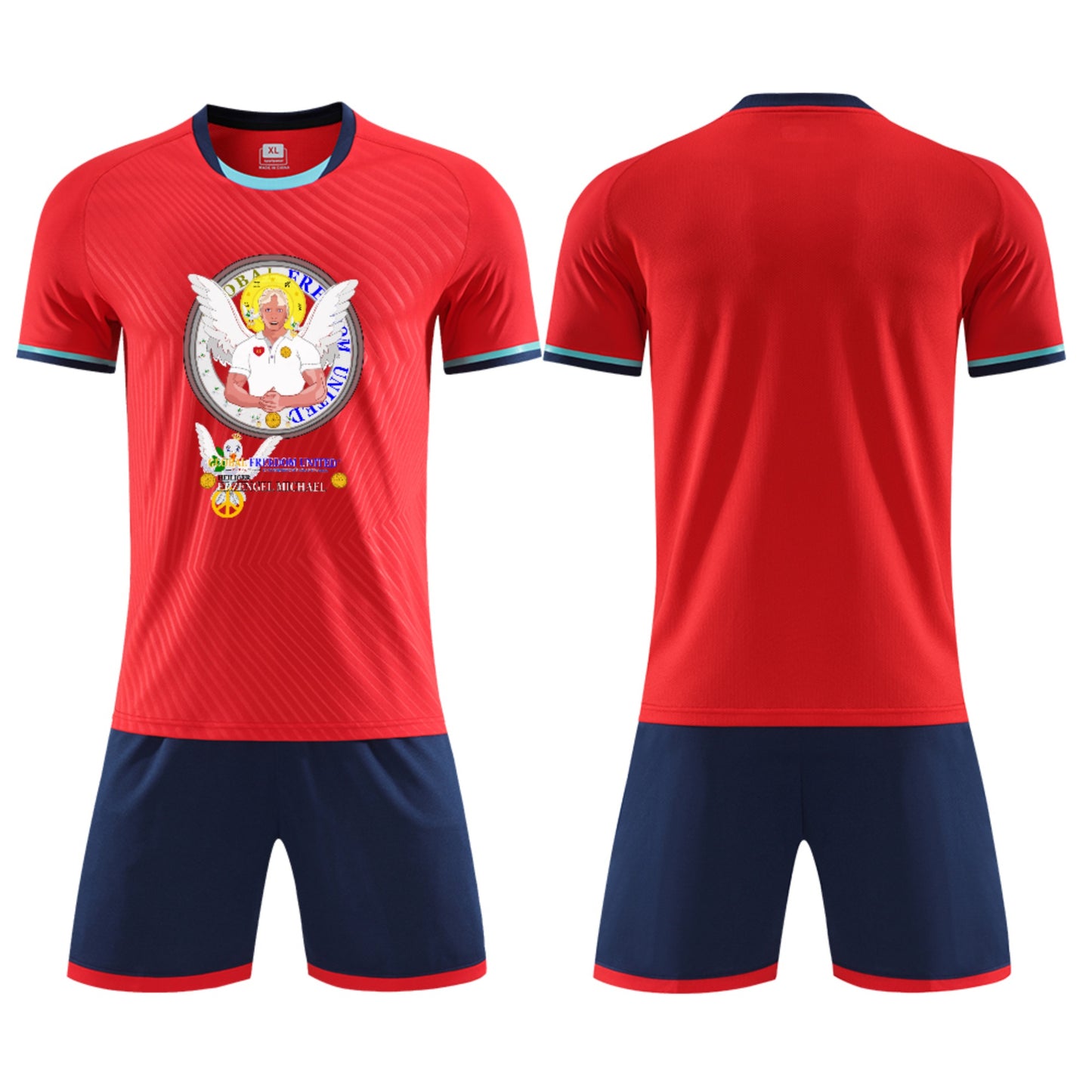 Soccer T-shirt Global Freedom United Archangel Michael  1 Red