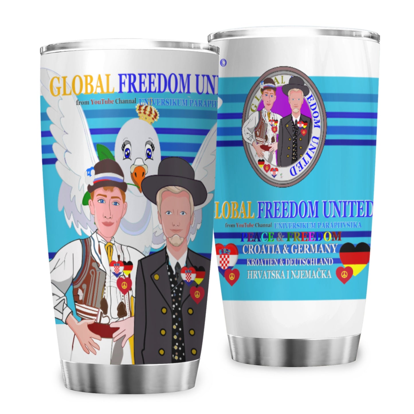 Tumbler GLOBAL FREEDOM UNITED© Men Croatia & Germany Blue