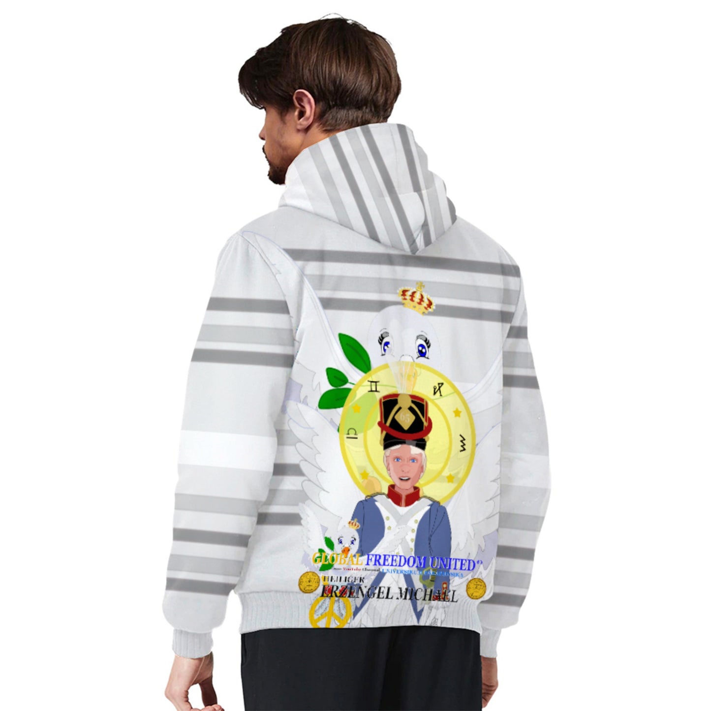 Plush Hoodie Global Freedom United Erzengel Michael Grey